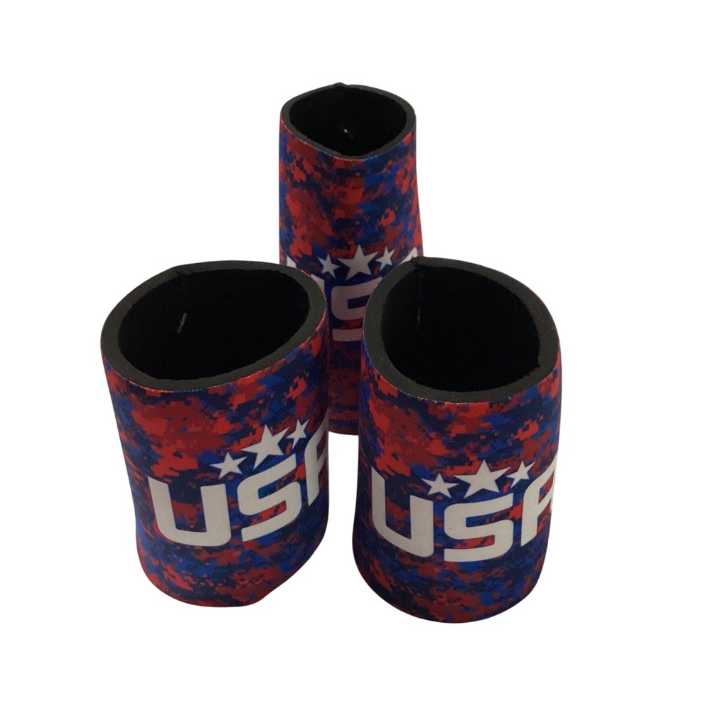 USA American Flag Can Cooler Sleeves Patriotic Party Favors Set of 3